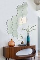 Oglinda decorativa, Mirrorland, Hexagon (12 Pieces), Oglinda acrilica;MDF, Argintiu
