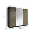 Dulap pentru haine, Cordelia, FRN-9022, 240x213x66 cm, PAL, Lemn / Negru / Pin Atlantic