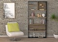 Corp biblioteca, Cordelia, FRN-9013, 90x180x25 cm, PAL, Lemn / Negru / Pin Atlantic