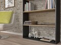 Corp biblioteca, Cordelia, FRN-9013, 90x180x25 cm, PAL, Lemn / Negru / Pin Atlantic