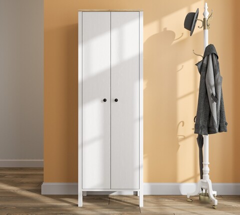 Cuier de perete, Cordelia, FRN-20079, 63x190x38 cm, PAL, Maro/Alb