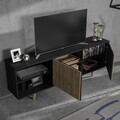 Comoda TV, Cordelia, FRN-9002-3, 180x64x35 cm, PAL, Lemn / Negru / Pin Atlantic