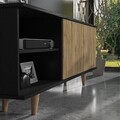 Comoda TV, Cordelia, FRN-9002-3, 180x64x35 cm, PAL, Lemn / Negru / Pin Atlantic