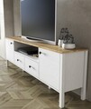 Comoda TV, Cordelia, FRN-20056, 180x58x35 cm, PAL, Maro/Alb
