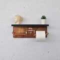 Raft de perete, Evila Originals, Cop055, 40x16x14 cm, Lemn, Nuc / Rose Gold