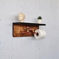 Raft de perete, Evila Originals, Cop055, 40x16x14 cm, Lemn, Nuc / Rose Gold