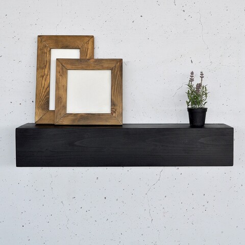 Raft de perete, Evila Originals, Raf286, 13x60x11 cm, Lemn masiv, Negru