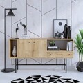 Consola, Elegance, Freya, 150x80x40 cm, PAL, Stejar safir / negru
