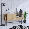 Consola, Elegance, Freya, 150x80x40 cm, PAL, Stejar safir / negru