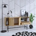 Consola, Elegance, Freya, 150x80x40 cm, PAL, Stejar safir / negru