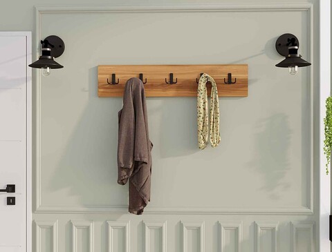 Cuier de perete, Elegance, Beşli, 80x17x1 cm, PAL, Maro