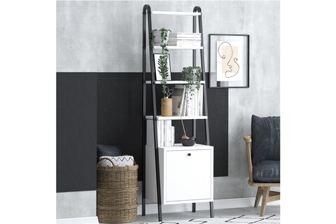 Corp biblioteca, Elegance, Lisa, 44x170x35 cm, PAL, Alb/Negru