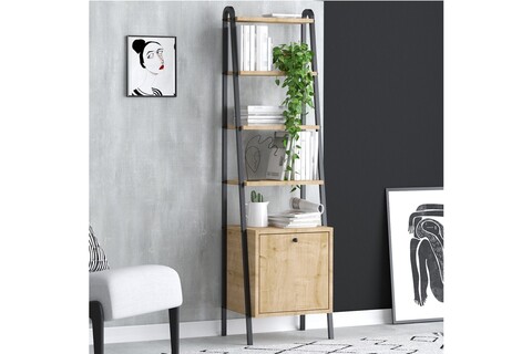 Corp biblioteca, Elegance, Mona, 44x170x35 cm, PAL, Stejar safir / negru