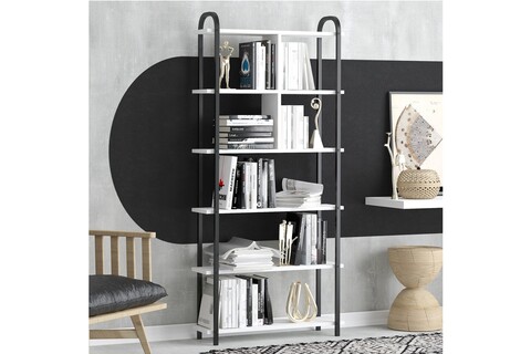 Corp biblioteca, Elegance, Roza, 78x170x22 cm, PAL, Alb/Negru
