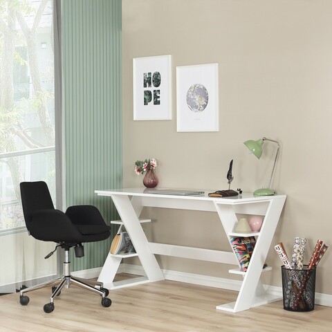 Birou, Comforty, Lungo, 140x73x60 cm, PAL, Alb