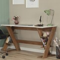 Birou, Comforty, Lungo, 140x73x60 cm, PAL, Stejar închis / Alb