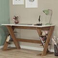 Birou, Comforty, Lungo, 140x73x60 cm, PAL, Stejar închis / Alb