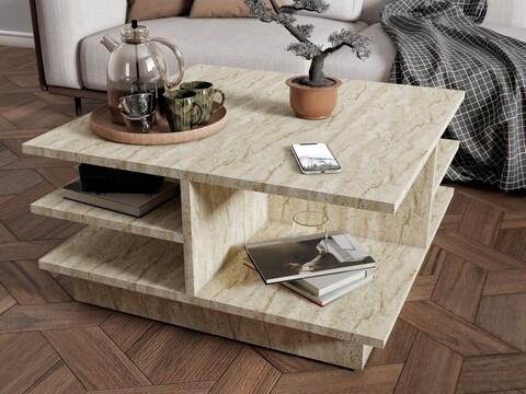 Masuta de cafea, Mod Design, Skull, 80x40x80 cm, PAL, Travertin