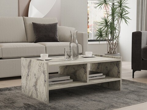 Masuta de cafea, Puqa Design, Pera, 90x35x50 cm, PAL, Marmura Freesia