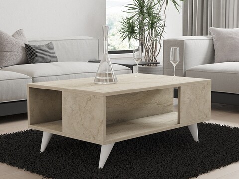 Masuta de cafea, Puqa Design, Yuka, 90x39 cm, PAL, Travertin