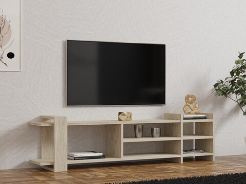 Comoda TV, Puqa Design, Zeyna, 156x40x29 cm, PAL, Travertin