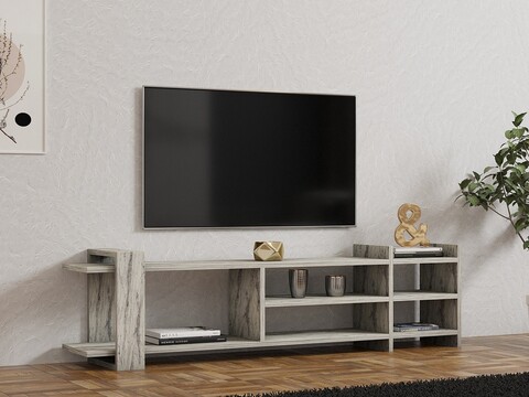 Comoda TV, Puqa Design, Zeyna, 156x40x29 cm, PAL, Marmura Freesia