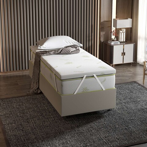 Saltea de pat, Wisteria, Aloevera 110x190, 110x6x200 cm, 100% BURETE, Alb
