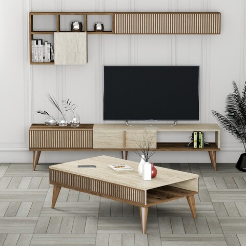 Set mobilier living, Hommy Craft, Milan, PAL, Nuc / Travertin