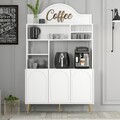 Dulap de bar pentru cafea, Hommy Craft, Lyon 120, 120x202x35 cm, PAL, Alb/Auriu