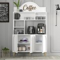 Dulap de bar pentru cafea, Hommy Craft, Lyon 120, 120x202x35 cm, PAL, Alb/Auriu