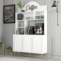 Dulap de bar pentru cafea, Hommy Craft, Lyon 120, 120x202x35 cm, PAL, Alb/Auriu