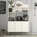 Dulap de bar pentru cafea, Hommy Craft, Lyon 120, 120x202x35 cm, PAL, Crem / Aur