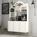Dulap de bar pentru cafea, Hommy Craft, Lyon 120, 120x202x35 cm, PAL, Crem / Aur