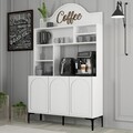 Dulap de bar pentru cafea, Hommy Craft, Lyon 120, 120x202x35 cm, PAL, Alb/Negru
