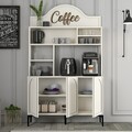 Dulap de bar pentru cafea, Hommy Craft, Lyon 120, 120x202x35 cm, PAL, Crem/Negru