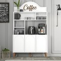 Dulap de bar pentru cafea, Hommy Craft, Lyon 120, 120x202x35 cm, PAL, Alb/Maro