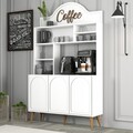 Dulap de bar pentru cafea, Hommy Craft, Lyon 120, 120x202x35 cm, PAL, Alb/Maro