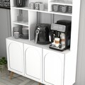 Dulap de bar pentru cafea, Hommy Craft, Lyon 120, 120x202x35 cm, PAL, Alb/Maro