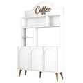 Dulap de bar pentru cafea, Hommy Craft, Lyon 120, 120x202x35 cm, PAL, Alb/Maro