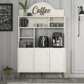 Dulap de bar pentru cafea, Hommy Craft, Lyon 120, 120x202x35 cm, PAL, Crema/Nuca
