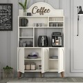 Dulap de bar pentru cafea, Hommy Craft, Lyon 120, 120x202x35 cm, PAL, Crema/Nuca