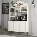 Dulap de bar pentru cafea, Hommy Craft, Lyon 120, 120x202x35 cm, PAL, Crema/Nuca