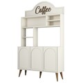 Dulap de bar pentru cafea, Hommy Craft, Lyon 120, 120x202x35 cm, PAL, Crema/Nuca