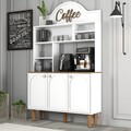 Dulap de bar pentru cafea, Hommy Craft, Bohem 860, 120x203x35 cm, PAL, Alb