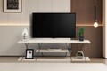 Comoda TV, Kalune Design, Canaz, 120x33x30 cm, PAL, Travertin / Negru