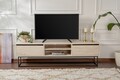 Comoda TV, Kalune Design, Escape 180 -Black, Travertin, 180x50x40 cm, PAL, Travertin / Negru