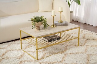 95x42x55 cm, Travertin;Auriu