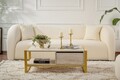 Masuta de cafea, Kalune Design, Haldizen, 105x40x55 cm, PAL, Travertin / Auriu