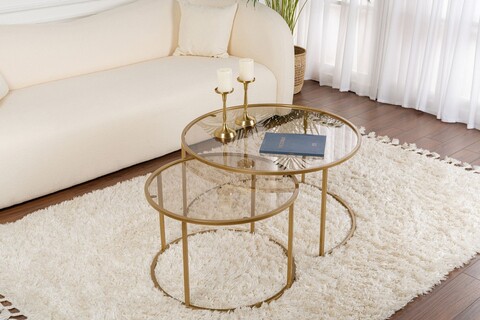 Set masute de cafea, Nordure, Aurum, Sticla temperata, Aur / Bronz