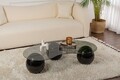 Masuta de cafea, Nordure, Sphere, 120x30x70 cm, Sticla temperata, Gri inchis